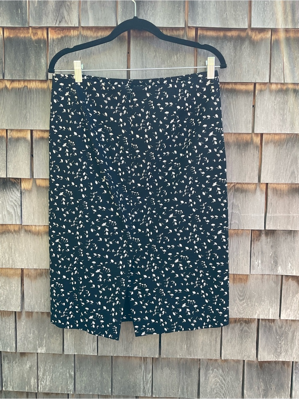 J. Crew Navy Pencil Skirt with White Floral Print - Picture 3 of 5